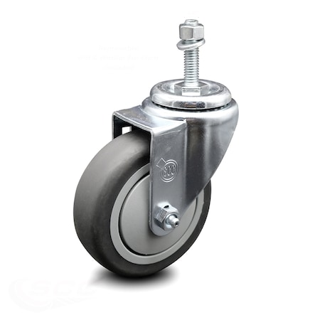 Service Caster 4 Inch Thermoplastic Rubber Wheel Swivel 3/8 Inch Threaded Stem Caster SCC SCC-TS20S414-TPRB-381615